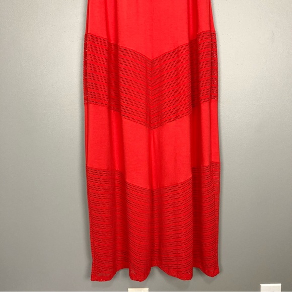 Chico’s Texture Detail Maxi Dress Women’s Size L Sleeveless Elastic Waist Orange - Picture 8 of 12